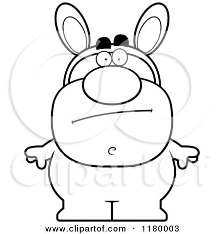 Cartoon of a Black and White Bored Man in an Easter Bunny Costume - Royalty Free Vector Clipart by Cory Thoman