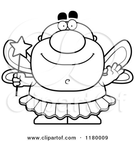 Cartoon of a Black and White Waving Chubby Male Tooth Fairy - Royalty Free Vector Clipart by Cory Thoman