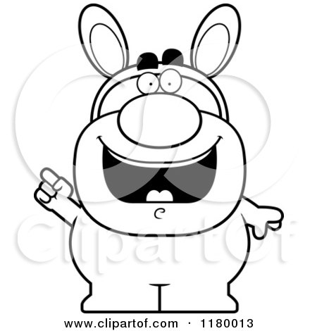Cartoon of a Black and White Smart Man in an Easter Bunny Costume, with an Idea - Royalty Free Vector Clipart by Cory Thoman