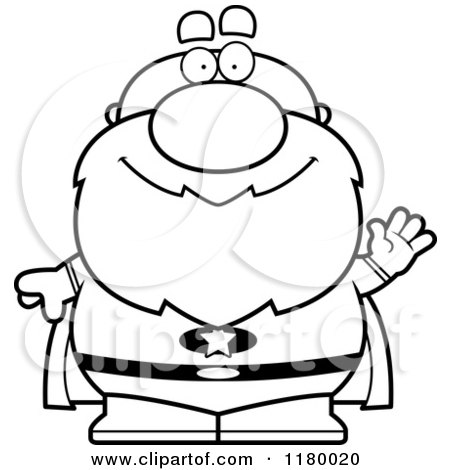 Cartoon of a Black and White Waving Chubby Senior Super Man - Royalty Free Vector Clipart by Cory Thoman
