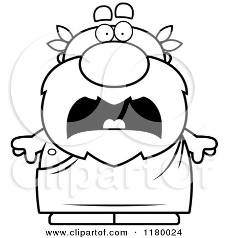 Cartoon of a Black and White Scared Chubby Greek Man - Royalty Free Vector Clipart by Cory Thoman