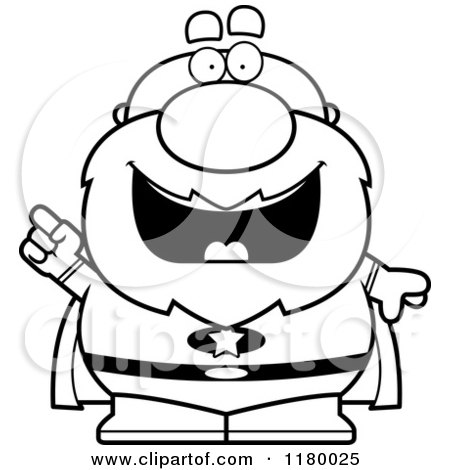 Cartoon of a Black and White Smart Chubby Senior Super Man with an Idea - Royalty Free Vector Clipart by Cory Thoman