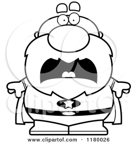 Cartoon of a Black and White Scared Chubby Senior Super Man - Royalty Free Vector Clipart by Cory Thoman
