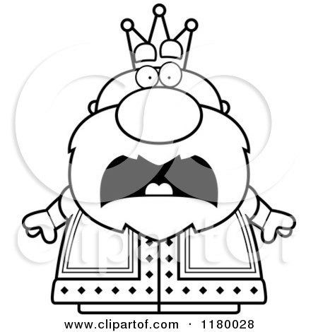Cartoon of a Black and White Scared Chubby King - Royalty Free Vector Clipart by Cory Thoman