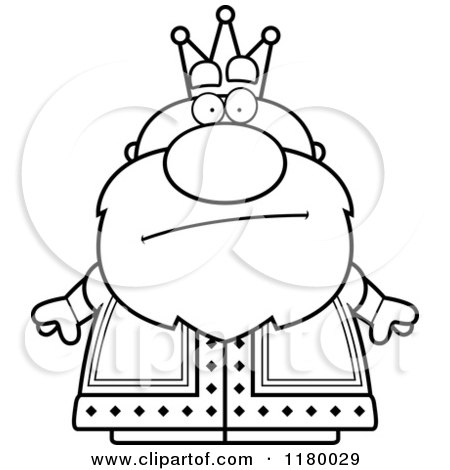 Cartoon of a Black and White Skeptical or Annoyed Chubby King - Royalty Free Vector Clipart by Cory Thoman
