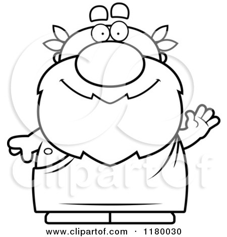 Cartoon of a Black and White Waving Chubby Greek Man - Royalty Free Vector Clipart by Cory Thoman