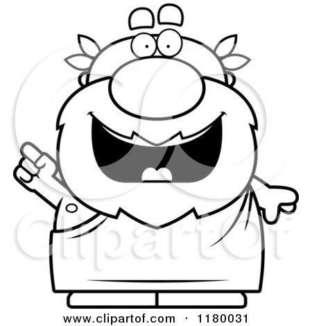 Cartoon of a Black and White Smart Chubby Greek Man with an Idea - Royalty Free Vector Clipart by Cory Thoman