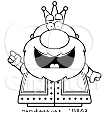 Cartoon of a Black and White Smart Chubby King with an Idea - Royalty Free Vector Clipart by Cory Thoman