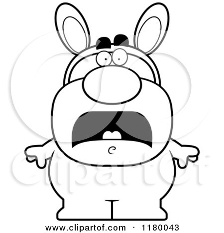 Cartoon of a Black and White Scared Man in an Easter Bunny Costume - Royalty Free Vector Clipart by Cory Thoman