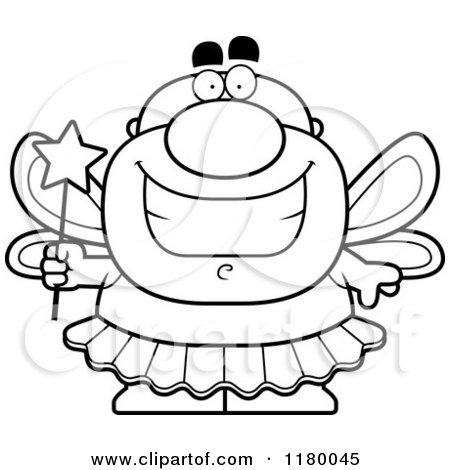 Cartoon of a Black and White Grinning Chubby Male Tooth Fairy - Royalty Free Vector Clipart by Cory Thoman