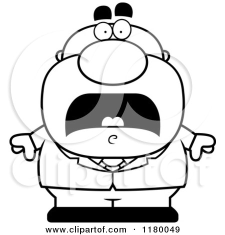 Cartoon of a Black and White Scared Chubby Businessman - Royalty Free Vector Clipart by Cory Thoman