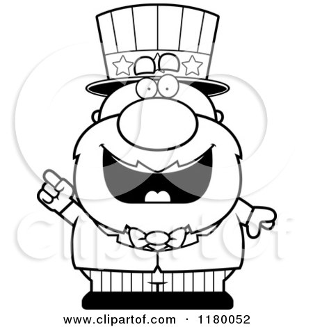 Cartoon of a Black and White Smart Chubby Uncle Sam with an Idea - Royalty Free Vector Clipart by Cory Thoman