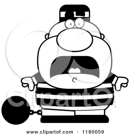 Cartoon of a Black and White Scared Chubby Convict - Royalty Free Vector Clipart by Cory Thoman