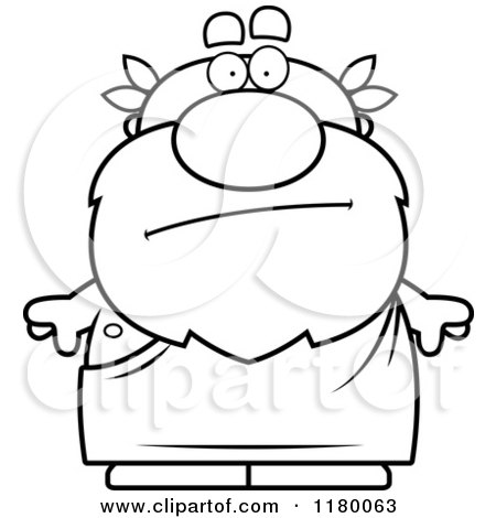 Cartoon of a Black and White Bored Chubby Greek Man - Royalty Free Vector Clipart by Cory Thoman