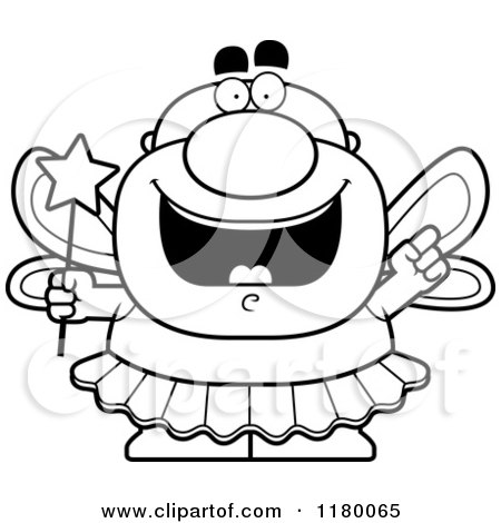 Cartoon of a Black and White Smart Chubby Male Tooth Fairy with an Idea - Royalty Free Vector Clipart by Cory Thoman