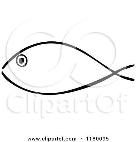Clipart of a Black and White Fish 7 - Royalty Free Vector Illustration by Prawny Vintage