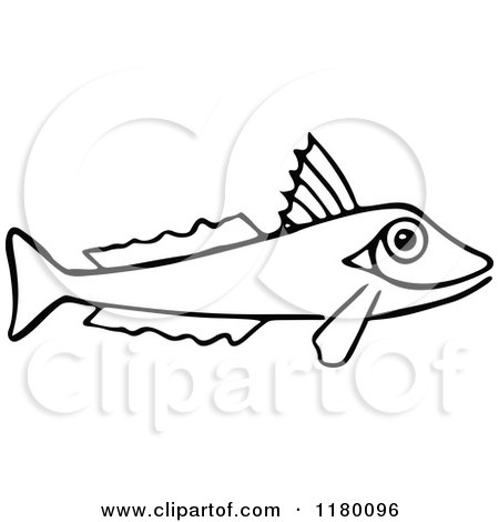 Clipart of a Black and White Fish 6 - Royalty Free Vector Illustration by Prawny Vintage