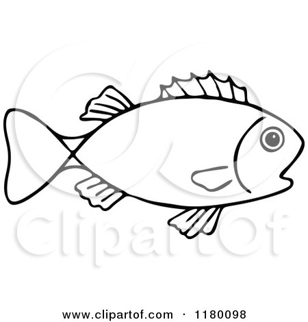 Clipart of a Black and White Fish 5 - Royalty Free Vector Illustration by Prawny Vintage
