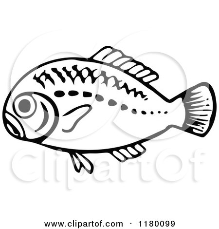 Clipart of a Black and White Fish 9 - Royalty Free Vector Illustration by Prawny Vintage