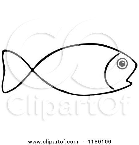 Clipart of a Black and White Fish - Royalty Free Vector Illustration by Prawny Vintage