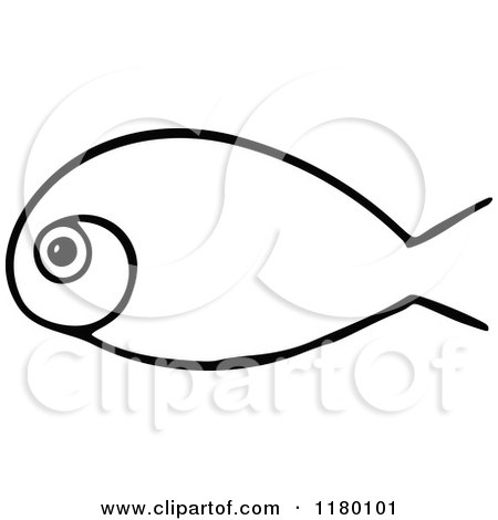 Clipart of a Black and White Fish 2 - Royalty Free Vector Illustration by Prawny Vintage