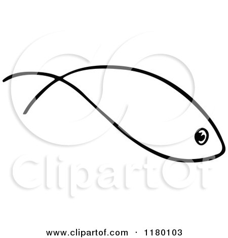 Clipart of a Black and White Fish 4 - Royalty Free Vector Illustration by Prawny Vintage