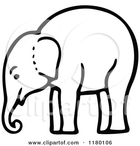 Clipart of a Black and White Sketched Elephant 2 - Royalty Free Vector Illustration by Prawny Vintage