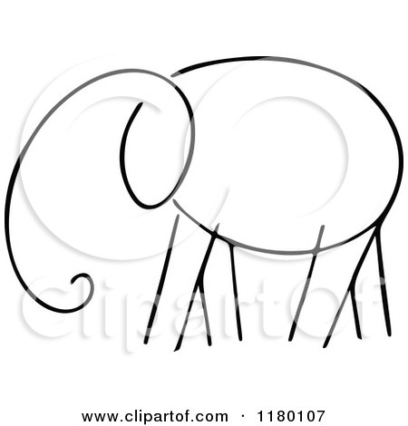 Clipart of a Black and White Sketched Elephant - Royalty Free Vector Illustration by Prawny Vintage
