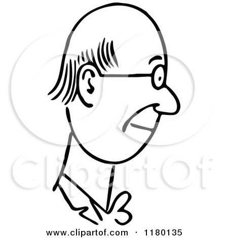 Clipart of a Black and White Sketched Man 3 - Royalty Free Vector Illustration by Prawny Vintage