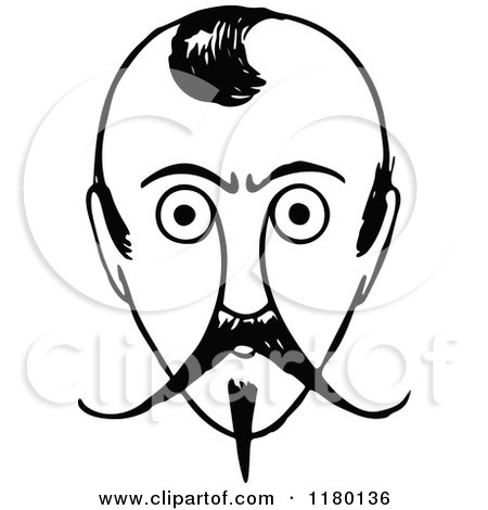 Clipart of a Black and White Sketched Man 4 - Royalty Free Vector Illustration by Prawny Vintage