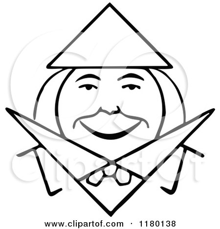 Clipart of a Black and White Sketched Man Wearing a Hat 5 - Royalty Free Vector Illustration by Prawny Vintage