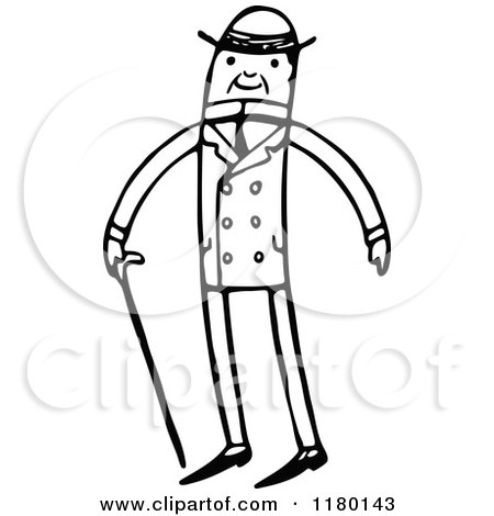 Clipart of a Black and White Sketched Man - Royalty Free Vector Illustration by Prawny Vintage