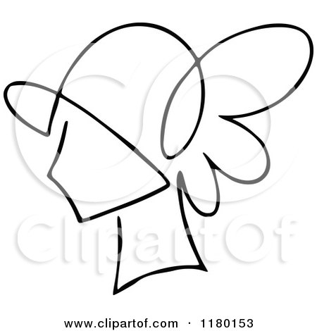 Clipart of a Black and White Sketched Lady Wearing a Hat 2 - Royalty Free Vector Illustration by Prawny Vintage