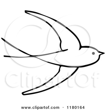Clipart of a Black and White Sketched Bird 8 - Royalty Free Vector Illustration by Prawny Vintage