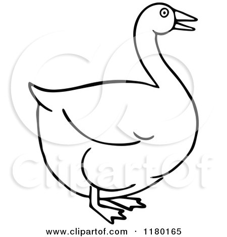 Clipart of a Black and White Goose - Royalty Free Vector Illustration by Prawny Vintage