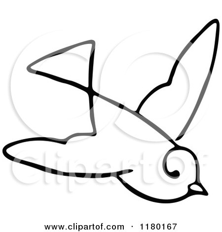 Clipart of a Black and White Sketched Bird 6 - Royalty Free Vector Illustration by Prawny Vintage