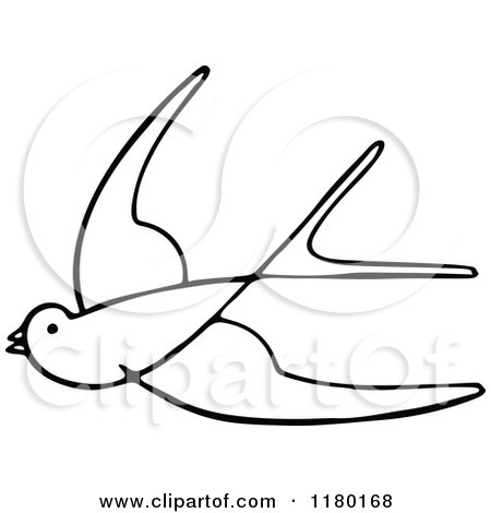 Clipart of a Black and White Sketched Bird 7 - Royalty Free Vector Illustration by Prawny Vintage