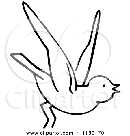 Clipart of a Black and White Sketched Bird 2 - Royalty Free Vector Illustration by Prawny Vintage