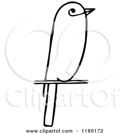 Clipart of a Black and White Sketched Bird 9 - Royalty Free Vector Illustration by Prawny Vintage
