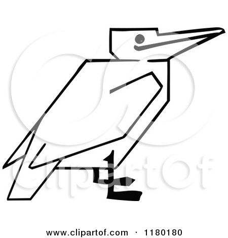 Clipart of a Black and White Pelican - Royalty Free Vector Illustration by Prawny Vintage