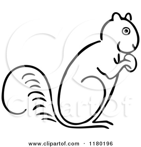 Clipart of a Black and White Sketched Squirrel 2 - Royalty Free Vector Illustration by Prawny Vintage