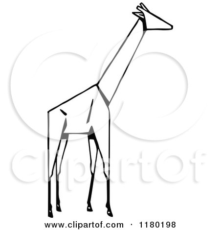 Clipart of a Black and White Sketched Giraffe - Royalty Free Vector Illustration by Prawny Vintage