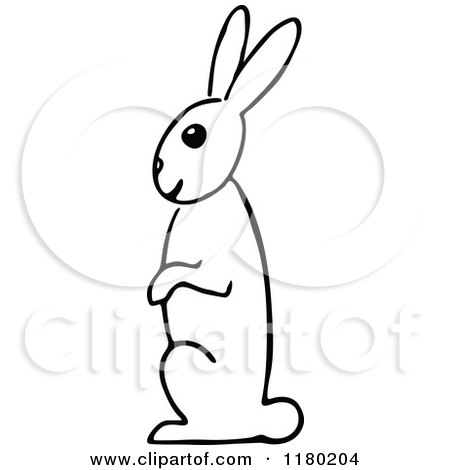 Clipart of a Black and White Rabbit 3 - Royalty Free Vector Illustration by Prawny Vintage