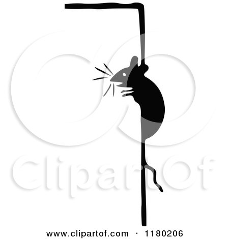 Clipart of a Black and White Mouse on a Sign - Royalty Free Vector Illustration by Prawny Vintage