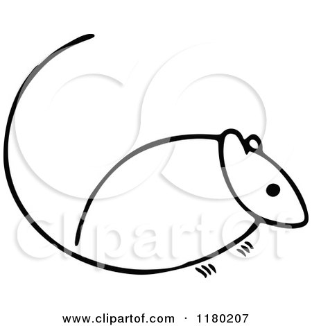 Clipart of a Black and White Sketched Mouse 2 - Royalty Free Vector Illustration by Prawny Vintage