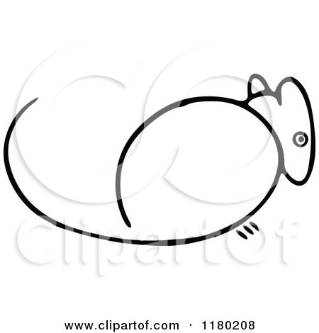 Clipart of a Black and White Sketched Mouse 3 - Royalty Free Vector Illustration by Prawny Vintage