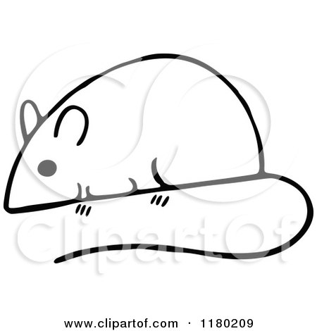 Clipart of a Black and White Sketched Mouse 4 - Royalty Free Vector Illustration by Prawny Vintage