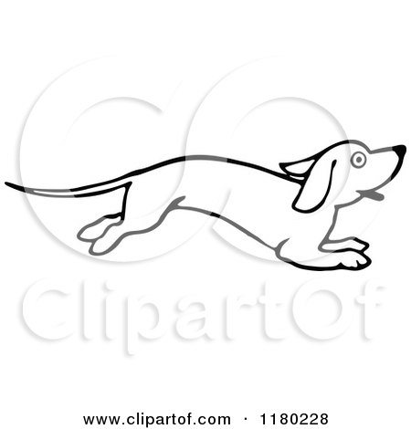 Clipart of a Black and White Running Dog - Royalty Free Vector Illustration by Prawny Vintage