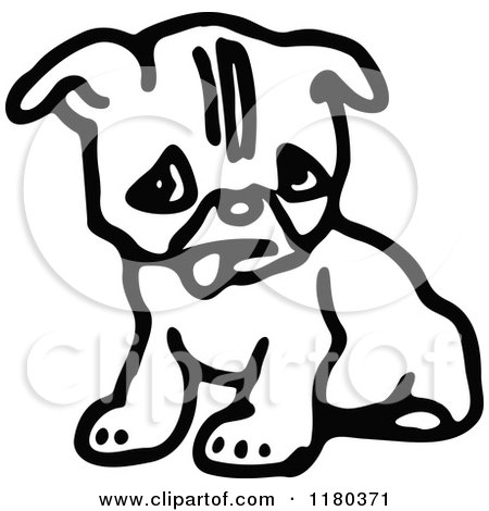 Clipart of a Black and White Puppy - Royalty Free Vector Illustration by Prawny Vintage