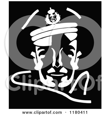 Clipart of a Retro Vintage Black and White Soldier Face - Royalty Free Vector Illustration by Prawny Vintage